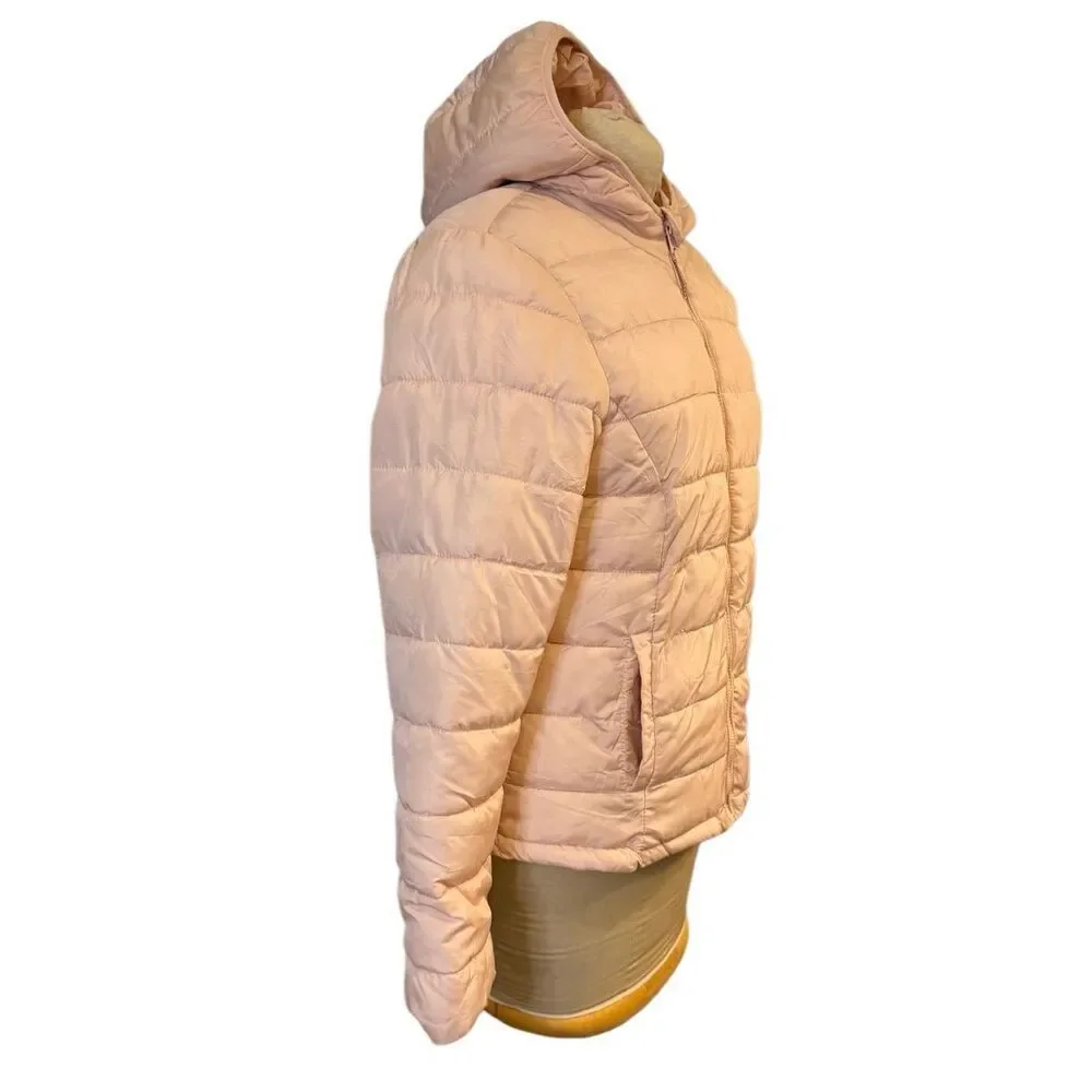 Aeropostle Puffer Coat Girls Sz. L Full Zip Hood Pink Recycled Fill